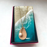 あこや真珠と曲げわっぱのネックレス