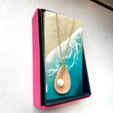 あこや真珠と曲げわっぱのネックレス