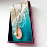 あこや真珠と曲げわっぱのネックレス